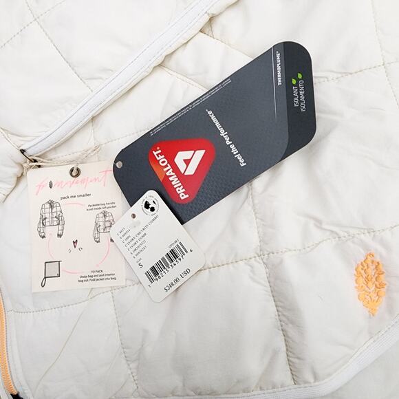 NEW Free People Hatch Printed Puffer Jacket Ivory Chevron Combo Maternity SMALL - Picture 13 of 13